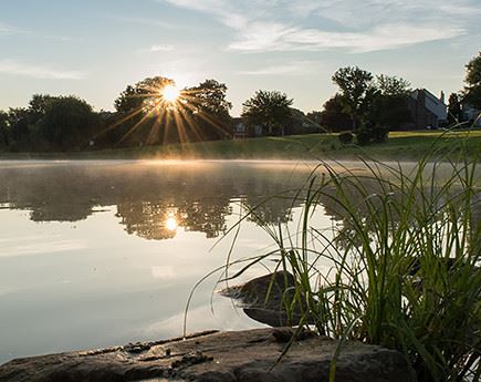 Sun set over a pond