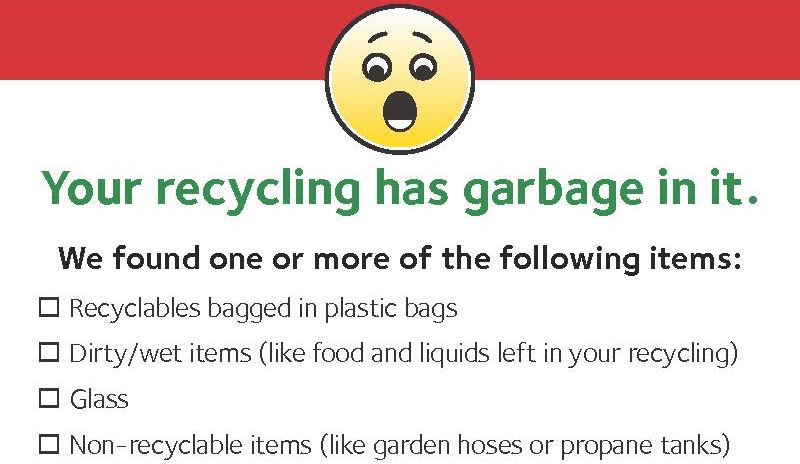 Waste Management Recycling Contamination Top of Sticky Note 2019