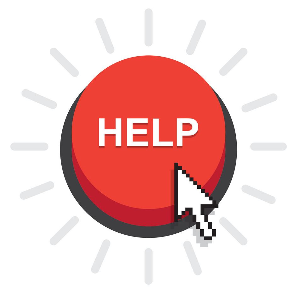 Red help button with cursor