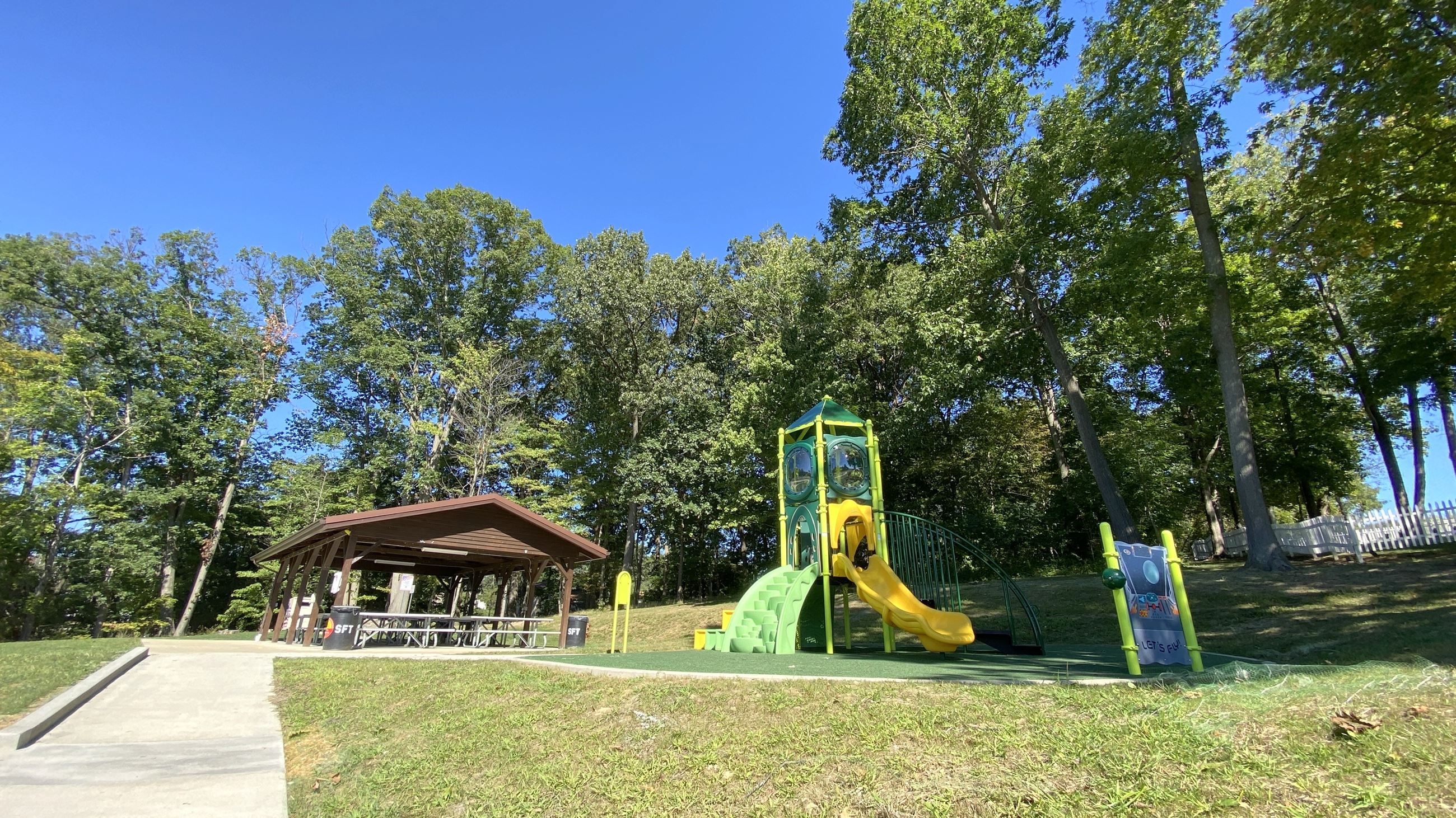 playground and pavilion at Fairview entrance pavilion