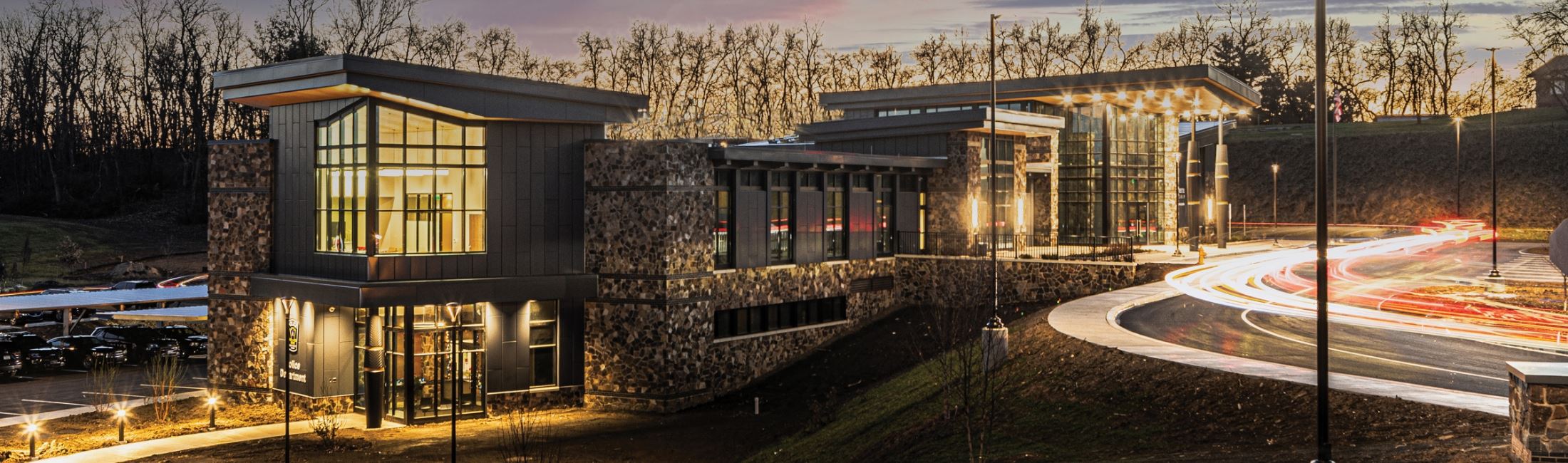 Township building at night