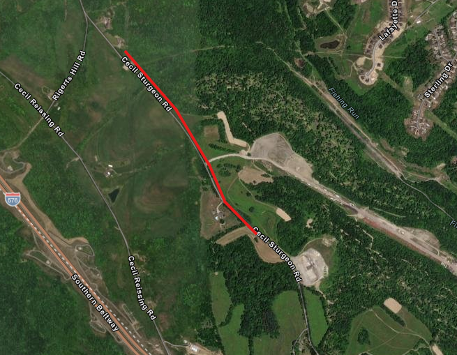Cecil Sturgeon Rd Closure Map with road names