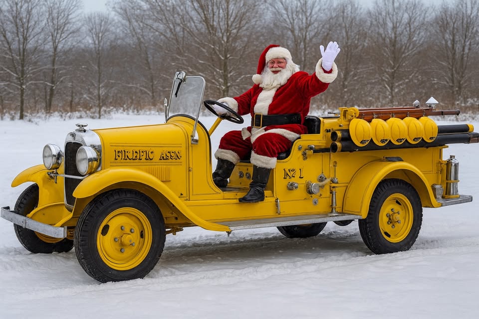 Santa on historical Cuddy fire truck